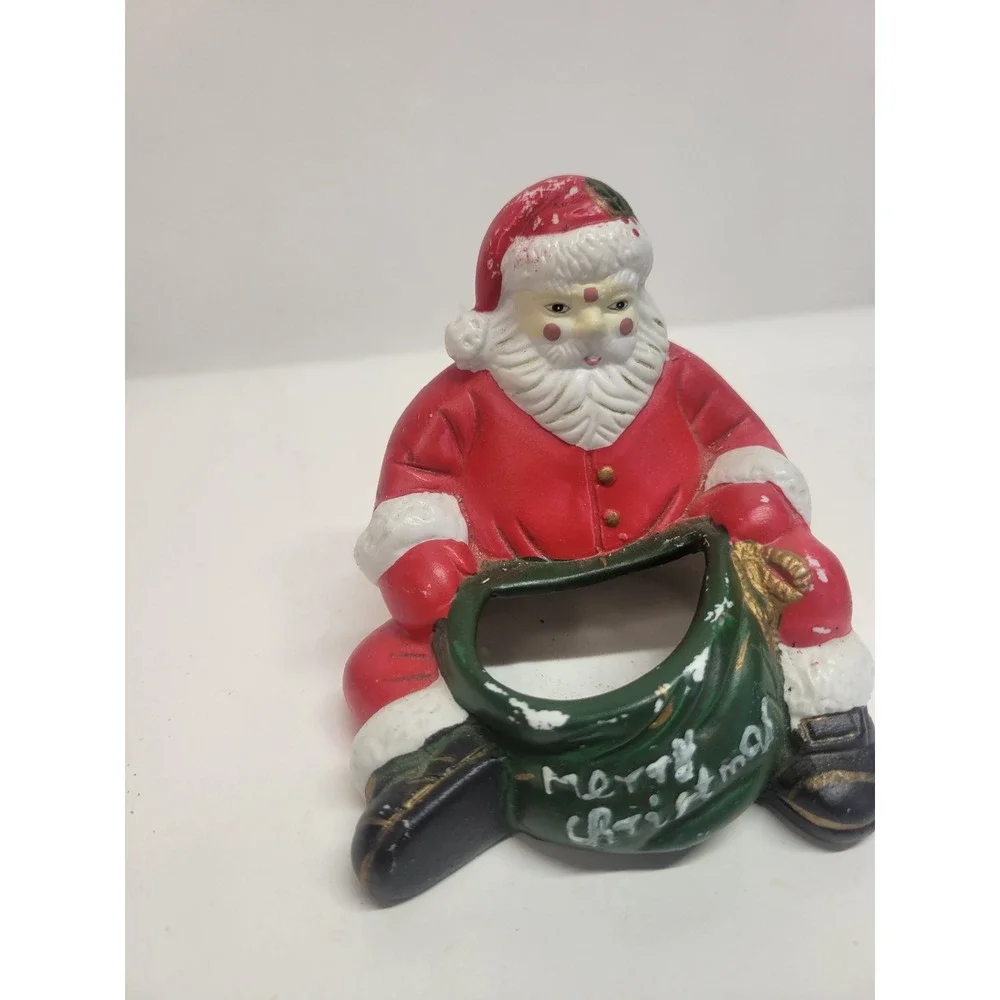Vintage Ceramic Santa Claus‎ Merry Christmas Figurine Holder Decoration